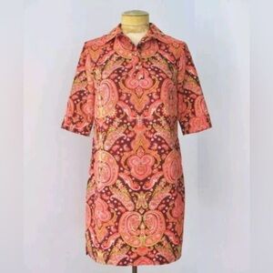 Vintage Paisley Dress in Pink and Orange